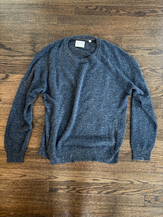 Billy Reid Other - Billy Reid Textured Kangaroo Pocket Sweater Blue Gray Wool Blend Men’s Size L